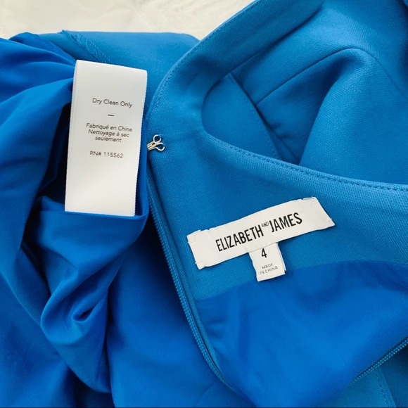 Elizabeth & James Sonya Dress Lapis Blue high neck a-line fit flare scuba size 4 - Picture 10 of 11